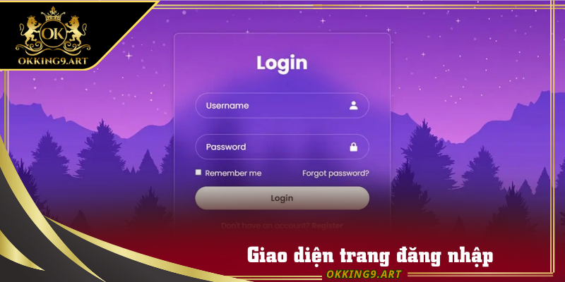Giao diện trang đăng nhập và khu vực tài khoản cá nhân
